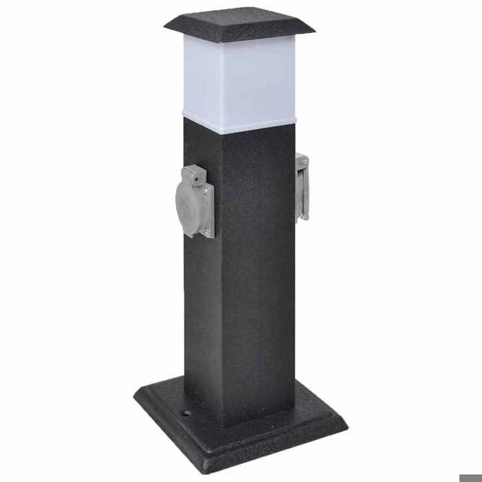 Pillar with Lamp for Garden Socket - VIDAXL - Black - Electric - LED - Contemporary