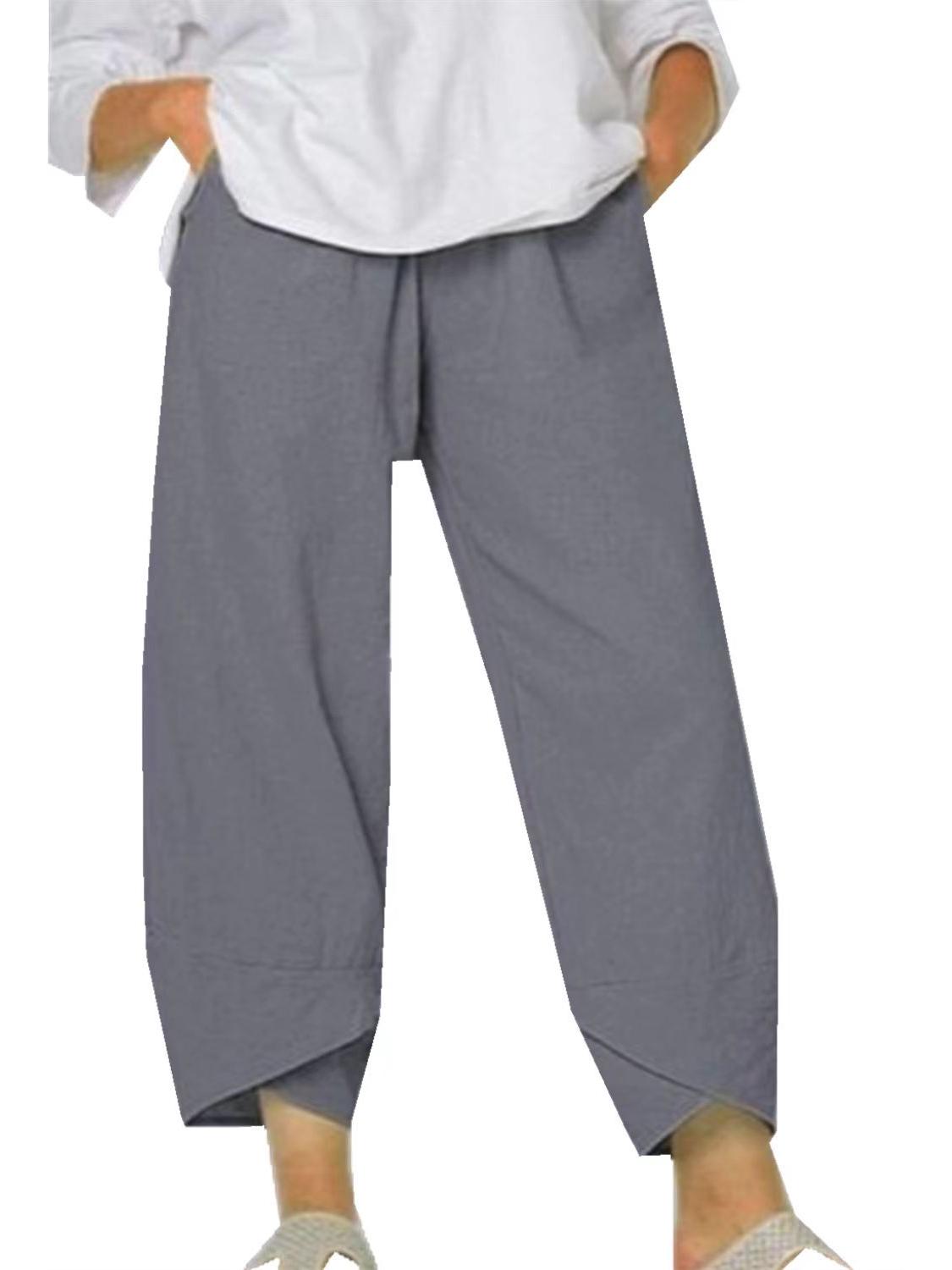 

Женские повседневные брюки большого размера в стиле ретро пэчворк с карманами XL серый