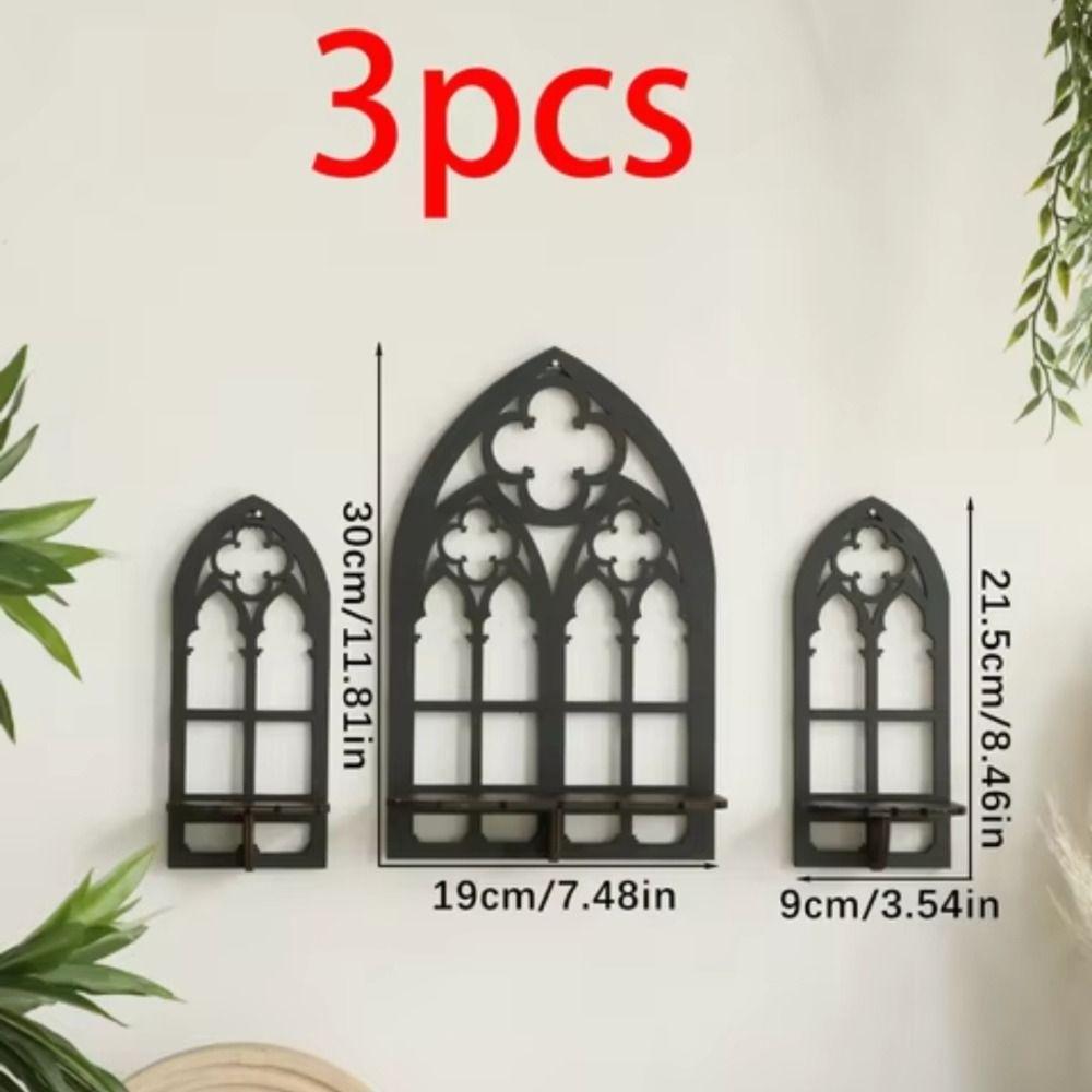 

3 Pcs Vintage Wall Decor Wooden Hollow Cathedral Arch Frame Trendy Wall Decoration