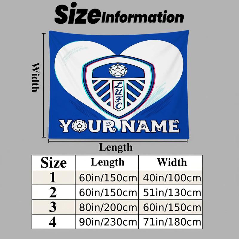 Custom Name Leeds United2 Printed Tapestry – Wall Hanging for Bedrooms, Dorms, and Home Decor