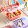 Customizable Large-capacity Cartoon Student Lunch Box with Divided Compartments and Tableware, Ideal Back-to-school & Holiday Gift