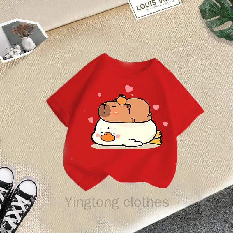 Summer Fashion Girls' Short Sleeved T-shirt Cute Printed Girls' Casual Versatile Top Cross Border