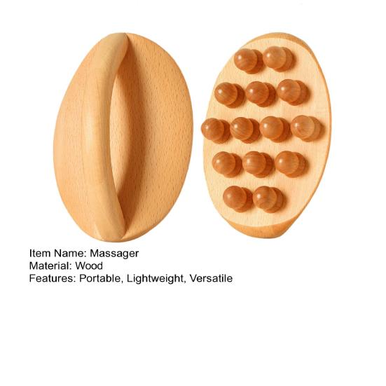 Wooden Massage Tools with Handle 14 Beads Wooden Massage Roller for Body Shaping Lymphatic Drainage Cellulite Reduction Gua Sha Massager