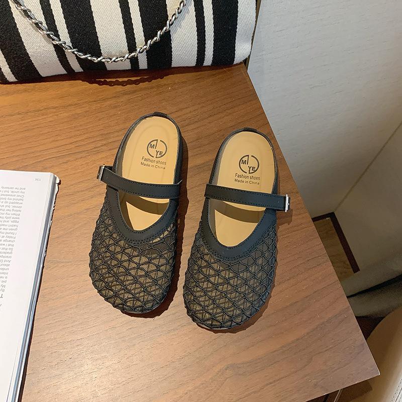 

Внешние тапочки 2025 лето новые дизайнерские модные полые классные тапочки женские тапочки Мэри Джейн на плоской подошве женские 40 чёрный