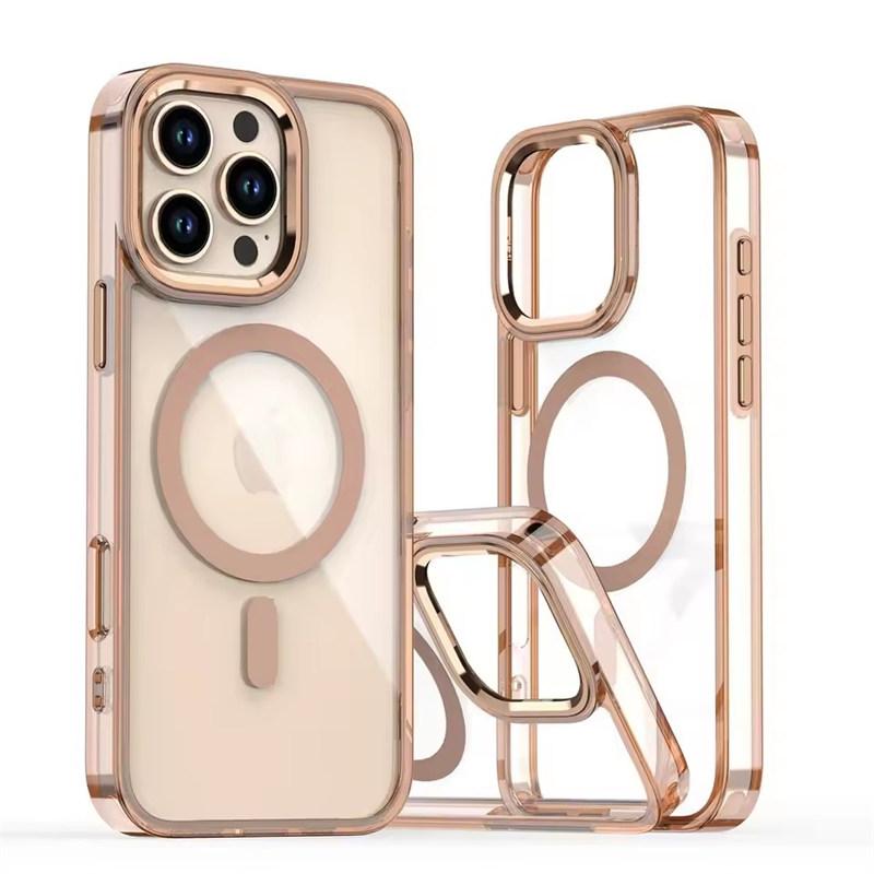 Funda transparente con potente anillo magnético Magsafe y botones metálicos para iPhone 16 Pro Max, 15 Pro Max, 14 Pro, 13, 12 y 11.