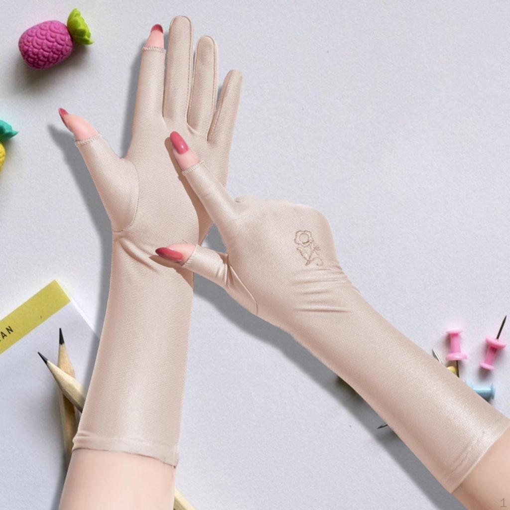 Sonnenschutzhandschuhe für Damen Vollfinger Verlängertes Handgelenk Sommer Sonnenschutz Radfahren