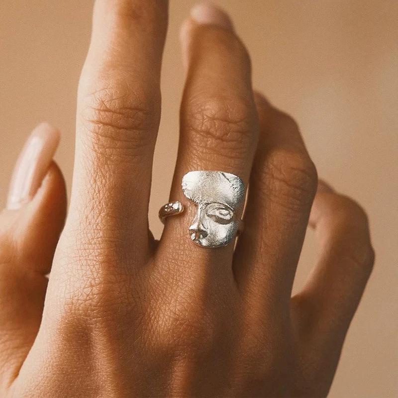 Creative Mystical Masked Face Open Rings For Women Men Goth Style Personality Adjustable Rings Jewelry Gift