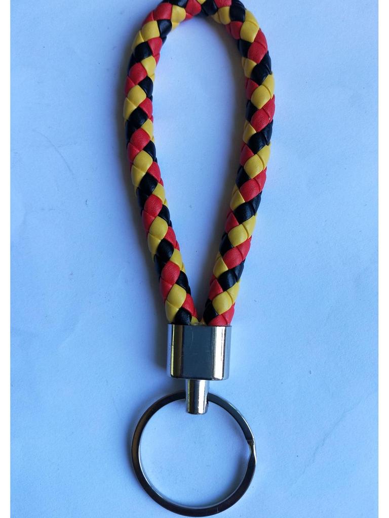 Woven Leather Cord Metal Keychain Pendant