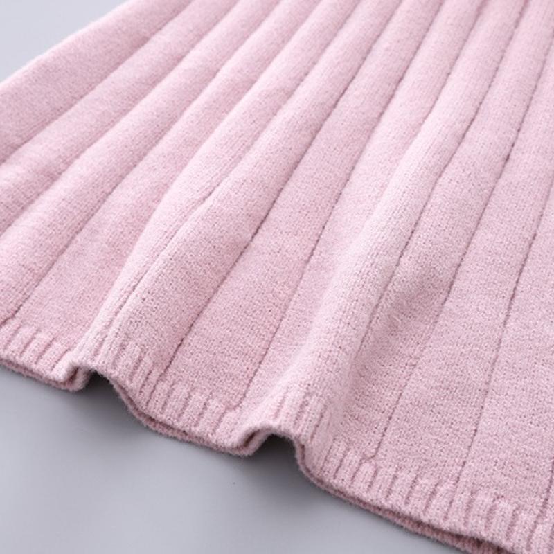 Dívčí šaty Pletené svetrové šaty Jarní a podzimní svetr Dlouhá sukně Dětské sladké princeznovské šaty