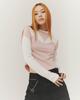 Jellotiseu [Love Line T-Shirts] Heart Cutout Ribbed Long Sleeve T-Shirt (Pk)