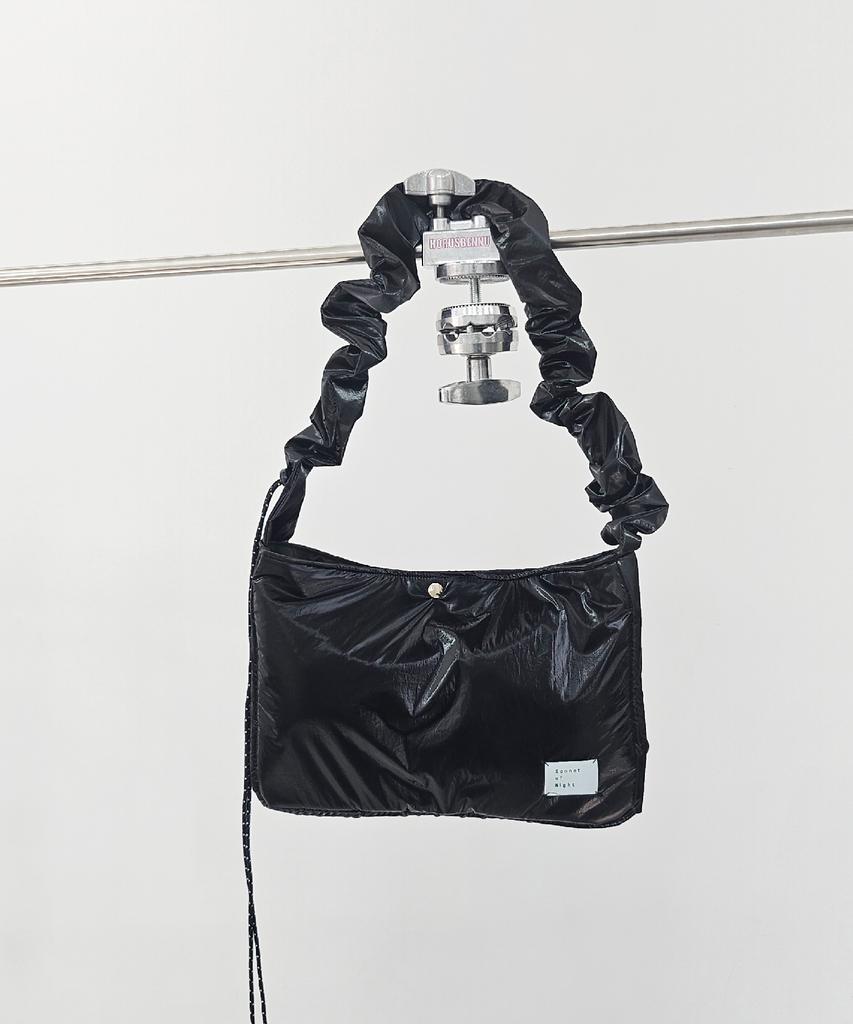 Sonnetofnight Holographic Shirred Shoulder Crossbody Bag Black
