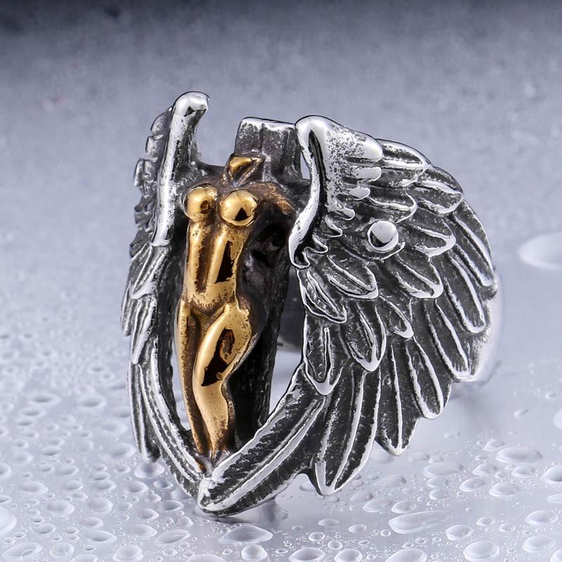 Minimalist Cross Wing Design Titanium Steel Ring Stainless Steel Durable Lightweight Jewelry for Men Women
