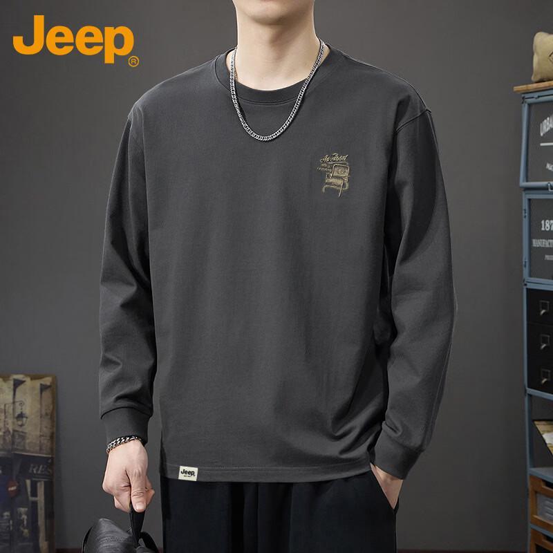 Jeep Men s Embroidered Round Neck Long-Sleeve T-Shirt 3XL