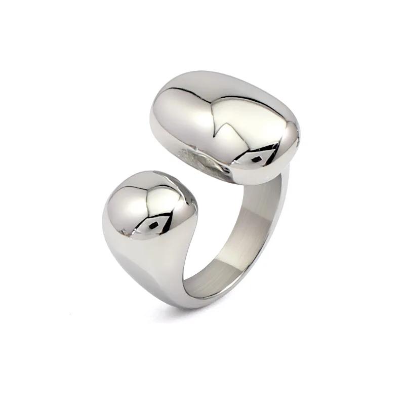 316L Stainless Steel INS Ring High Polish Waterproof Irregular Open Ring Gold Silver Color Fashion Finger Jewelry 6