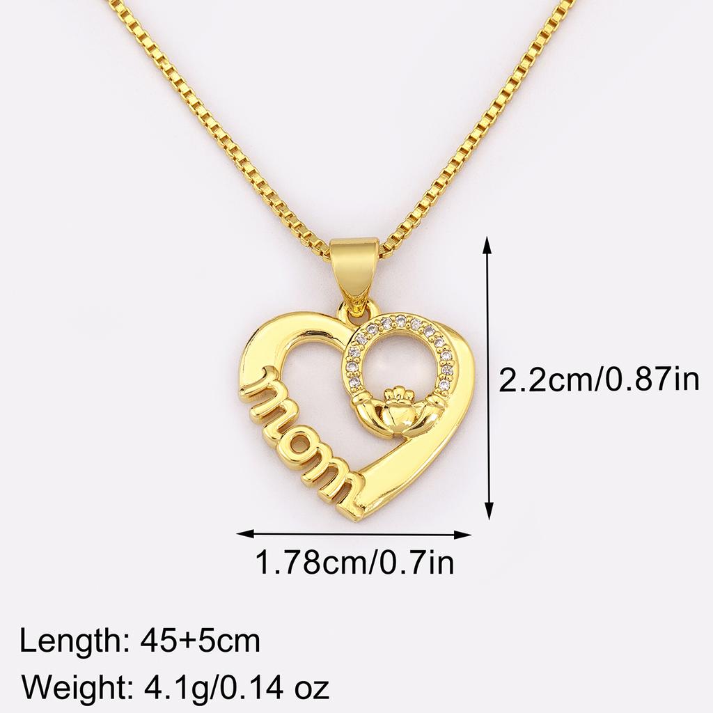 Nidin Hot Sale Heart Shape Mom Letter Charm Pendant Necklace 5 Styles For Women Female Shine Zircon Jewelry Mother's Day Gifts