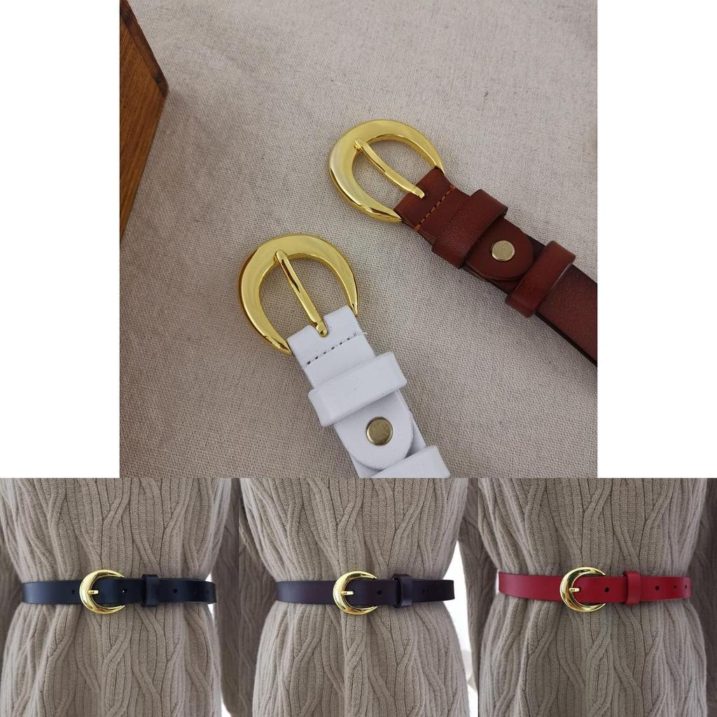 Classic Genuine Leather Womens Belt With Alloy Pin Buckle For Denim Pants
