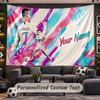 Tapeçaria de Parede com Nome Personalizado Padrão Cristiano Ronaldo Tecido Impresso Personalizado Decoração de Parede