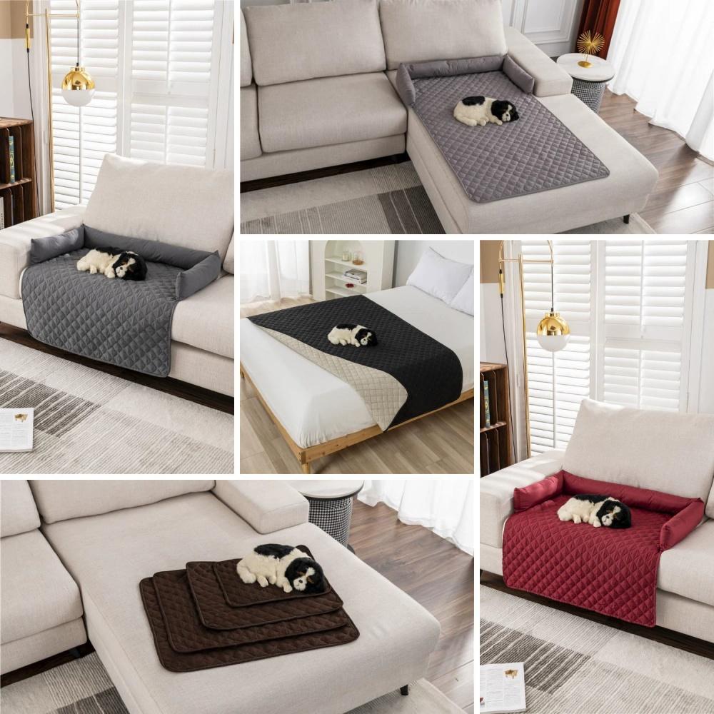 Waterproof Non Slip Washable Pet Sofa Protector Mat with Bolster Cushion Furniture Couch Cover Bed Pad for Dogs Cats Home Car