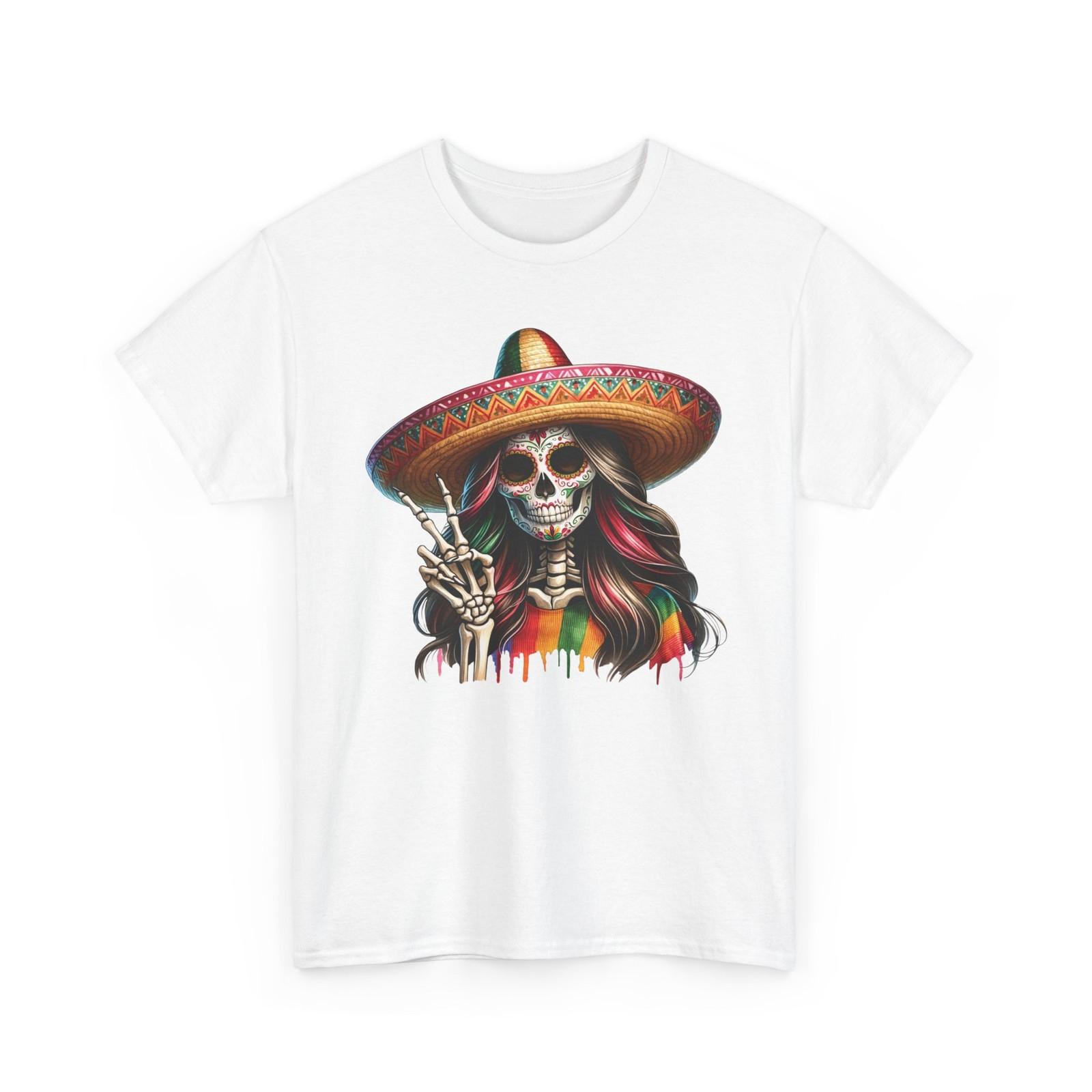 Cinco De Mayo Sugar Skull Woman Top Skeleton Peace Sombrero Mexican Fiesta Party S
