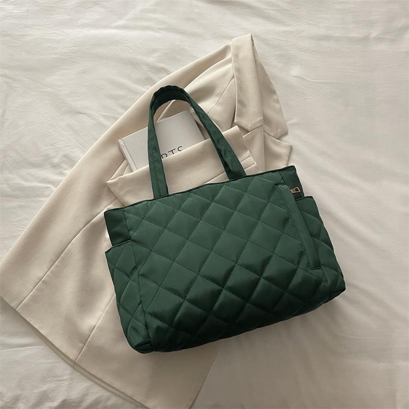 

Хлопковая сумка для одежды женская новая ромбовидная большая вместительная портативная сумка-тоут для поездок на работу, для покупок, на плечо