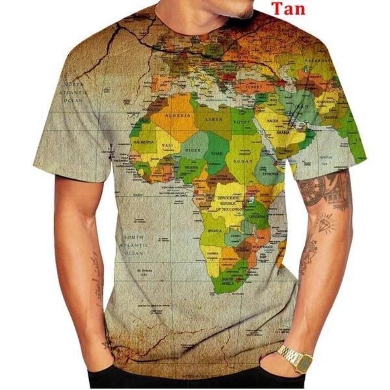 

Модная футболка с 3D-принтом карты мира, с круглым вырезом и коротким рукавом XL