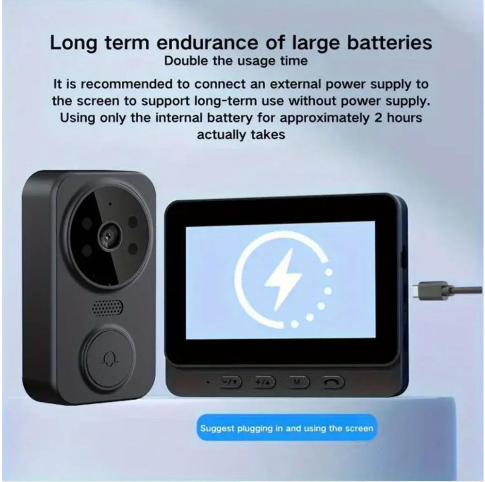 4.3-Inch Smart Wireless Video Doorbell with Two-Way Talk and Peephole Camera