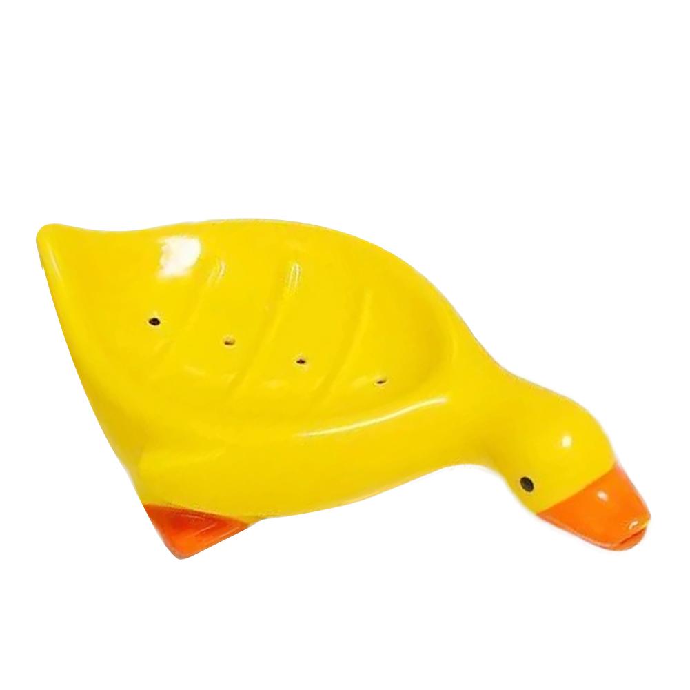 

1 шт. Милая мыльница в виде утки, самоосушающийся пластиковый поднос, полка для хранения в ванной, не допускающая скопления воды, идеально подходит для раковины или ванны