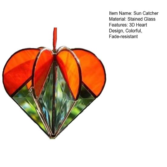 Colorful Heart Sun Catcher 3D Multi-Faceted Heart Hanging Ornament Stained Glass Rainbow Maker Window Decoration for Home Office Balcony Car