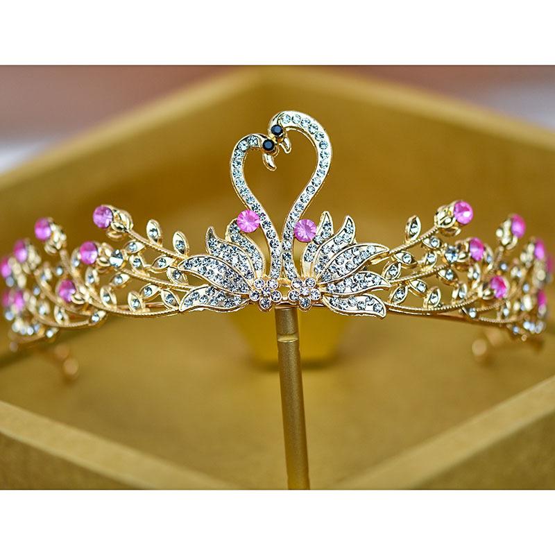 Wedding Crown Korean Swan Headdress Hair Accessories Wedding Dress Children's Birthday Simple Dress Versatile Crown