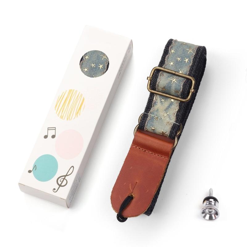 Cowboy Star Pattern Ukulele Strap Leather Adjustable Shoulder Strap Acoustic Ukulele Belt for Comfortable Playing