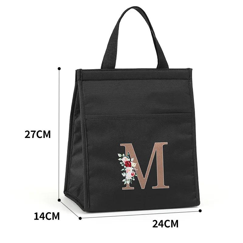 Thermal Bag Portable Lunch Bags Insulated Cooler Bag Food Bento Bags Printing Gold Letter Series Travel Picnic Storage Ice Bags