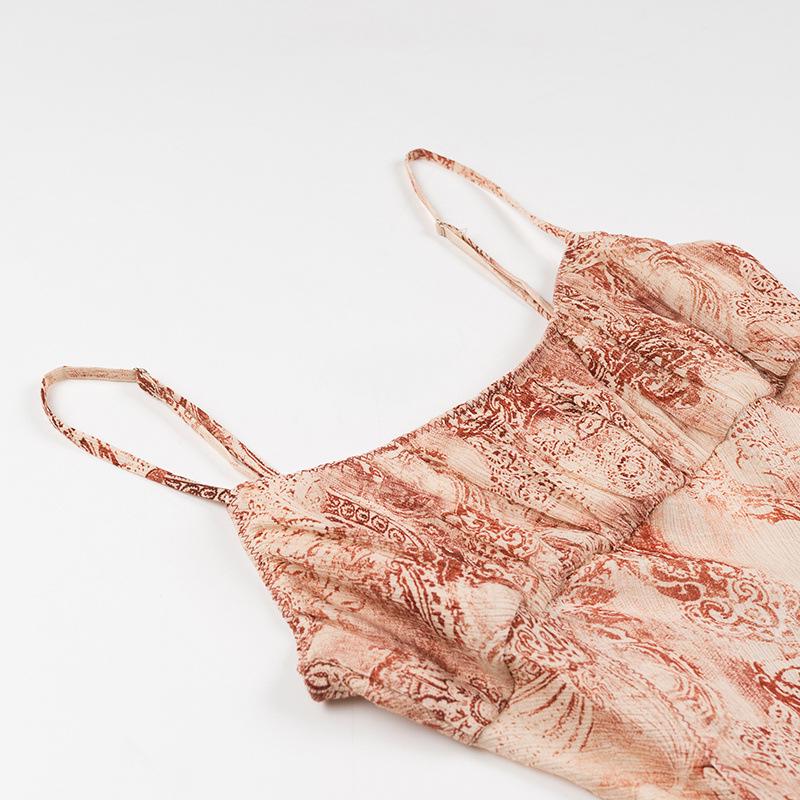 2024 Women's Retro Jacquard Spaghetti Strap Slimming Dress