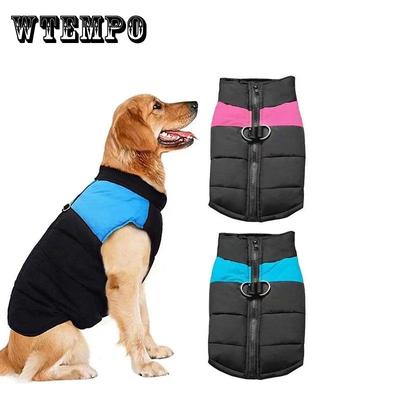 Waterdichte Warme Kleding voor Huisdieren Winter Puppy Kleur Stiksels Rits Katoenen Vest Zachte Casual Oversized Jas Honden Ski-pak