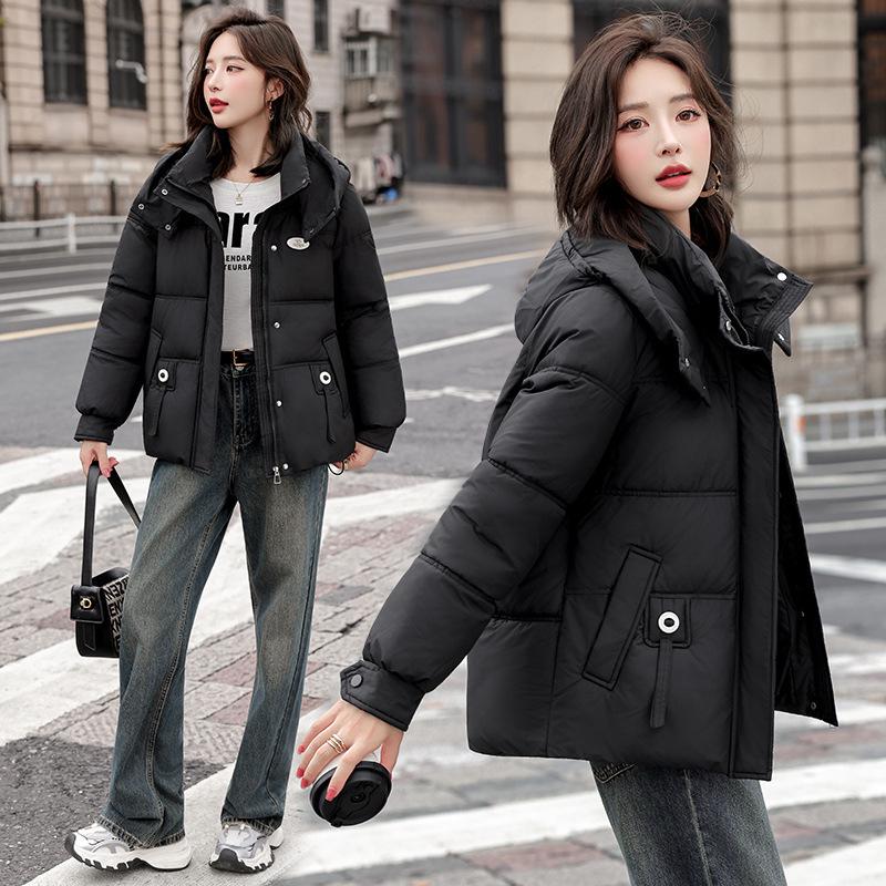 Women's Winter 2025 Simple Commute Short Down Jacket - Youth Loose Fit, Thickened Cotton-Padded Coat.