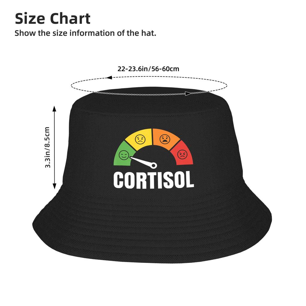 Men Women Low Cortisol Level Calm Mood Meter Science Meme Bucket Hat  Foldable Fisherman Hats Summer Funny Fishing Caps Sun Hat