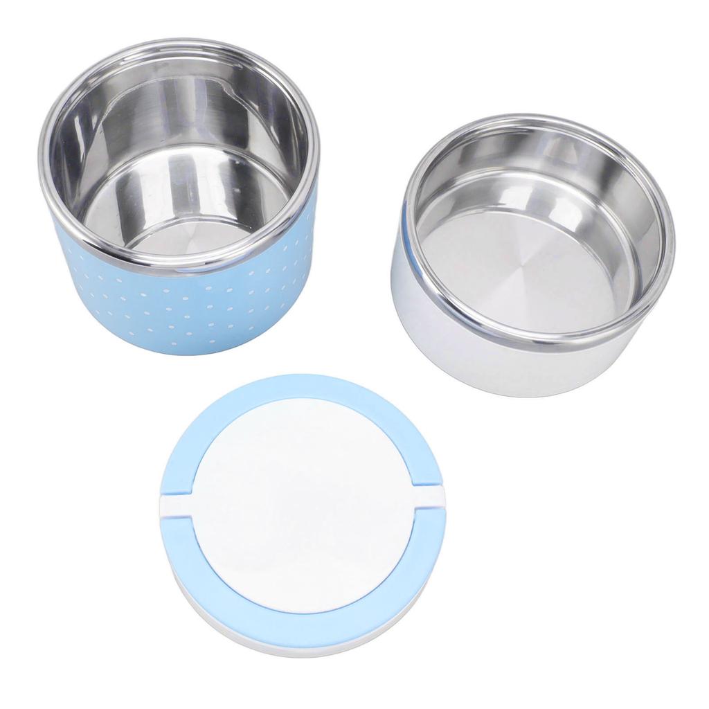Bento Lunch Box Stainless Steel Lightweight PP Housing Double Layer Anti Leakage Food Lunch Container for Student Blue