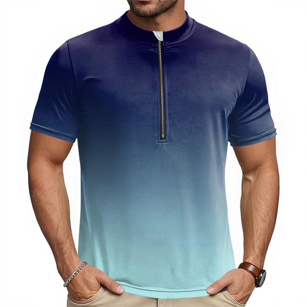 Herren Kurzarm Fahrradtrikot Atmungsaktiv Schnelltrocknendes Material Halber Reißverschluss Leichte Sportbekleidung für Outdoor-Sportarten