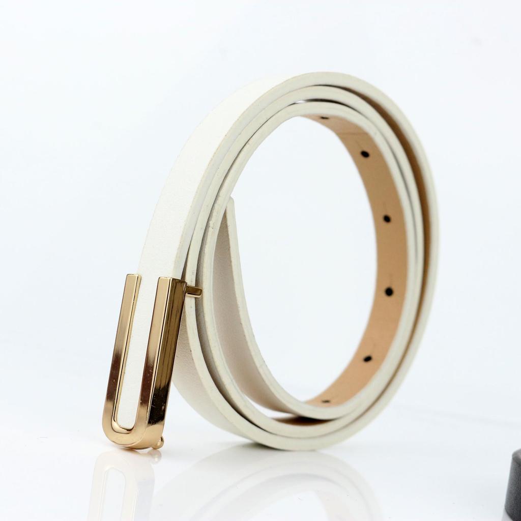 Versatile Black Cowhide Thin Leather Belt for Women: Simple Korean Style Decorative Waist Accessory for Dresses and Suits.