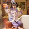 Kids Flannel Pajamas Set Boys Girls Warm Long Sleeve Top And Pants Sleepwear Winter Home Nightwear