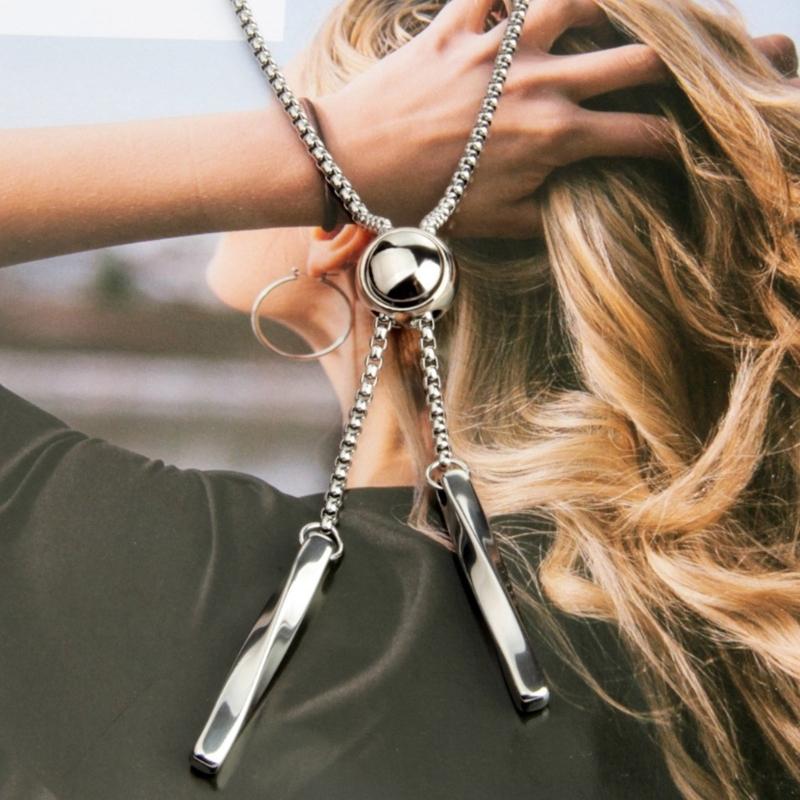 Sexy Bolo Tie Necklace Bead Cool Collar Chain Delicate Lariat Bead Chokers