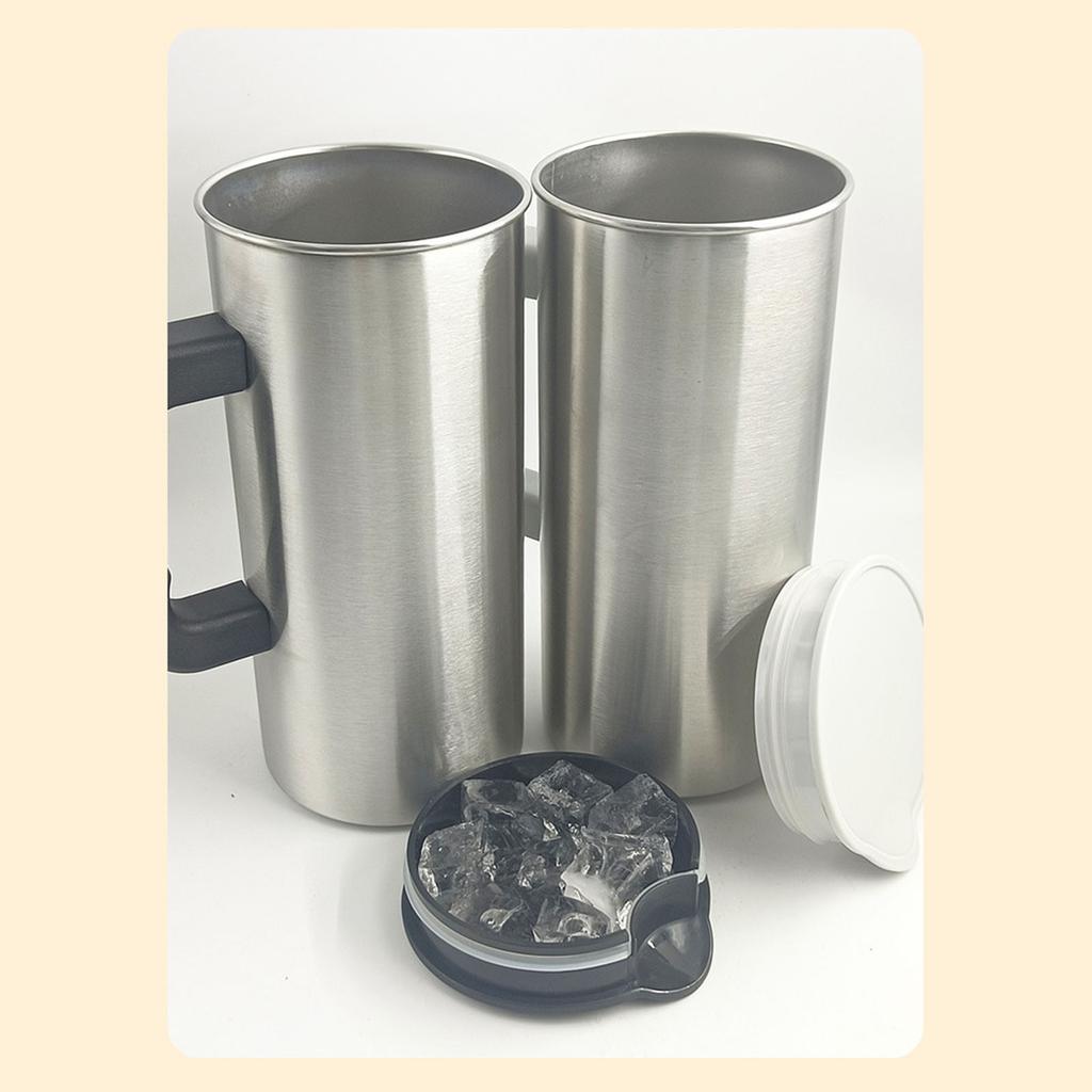 1.5L Stainless Steel Pitcher Heat Resistant Multifunctional Portable Ice Tea Kettle Wide Mount for Office Cafe Kitchen Bar Home