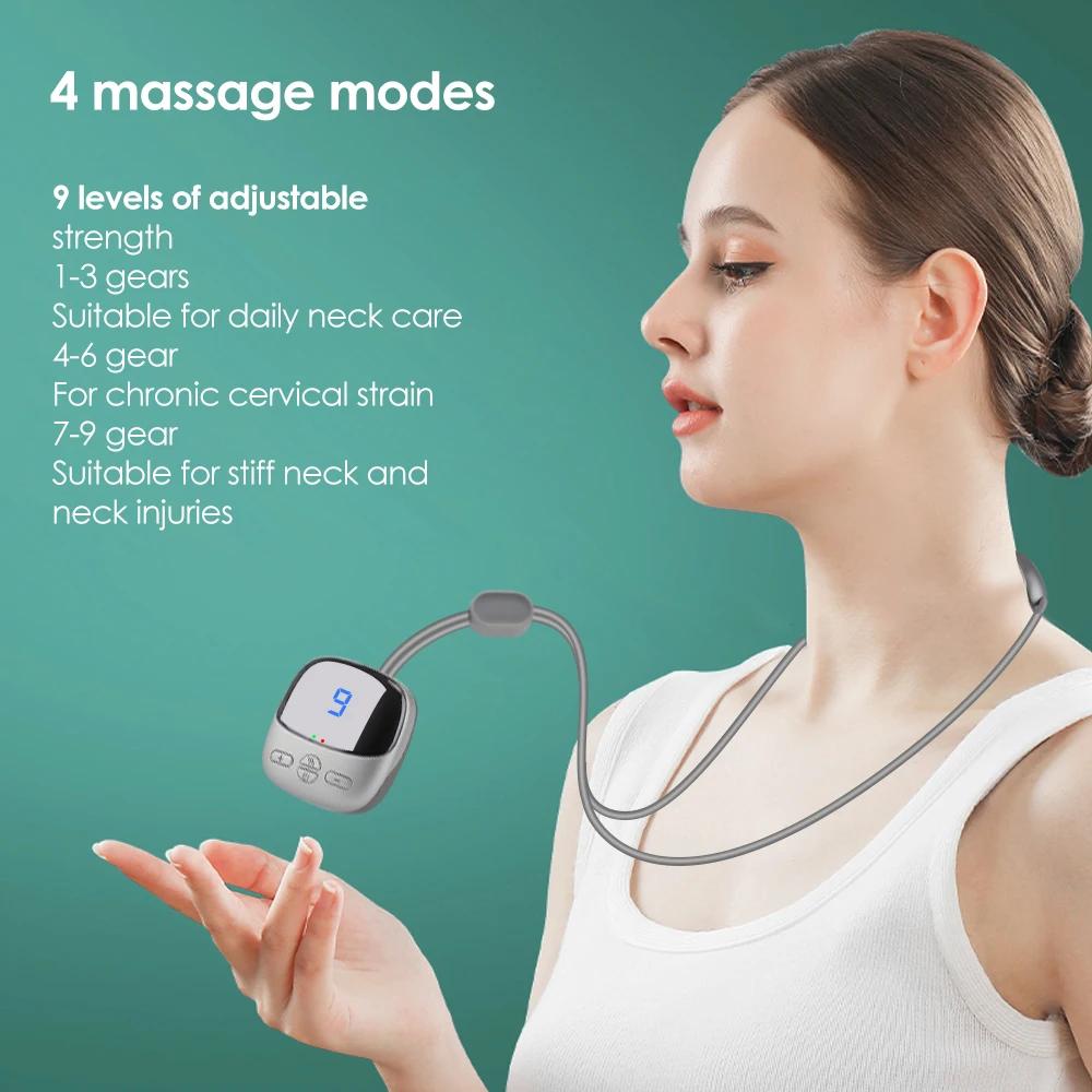 Hanging Neck Massager EMS Mini Electric Cervical Neck Massager Portable Deep Tissue Pulse Muscle Massage Relaxation Device