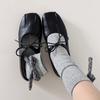 Retro Temperament Round Head with Mary Jane Shoes Pleated Flat Ballet Shoes Shallow Mouth Soft Sole Single Shoes
