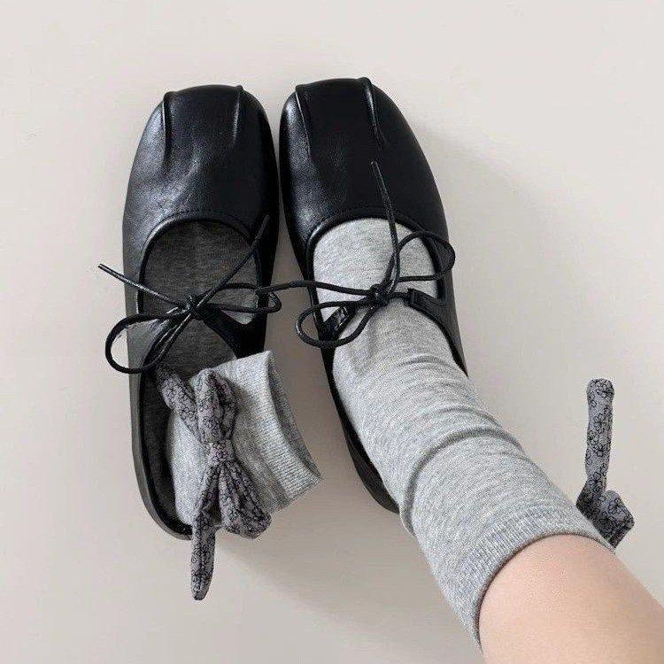 Retro Temperament Round Head with Mary Jane Shoes Pleated Flat Ballet Shoes Shallow Mouth Soft Sole Single Shoes