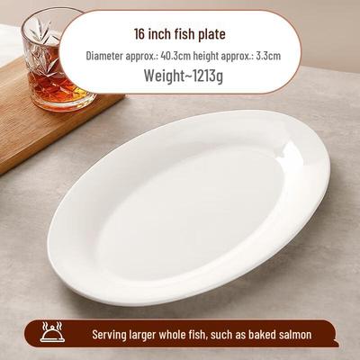 ZISIZ Assiettes plates ovales blanches élégantes de 16 pouces, lot de 2