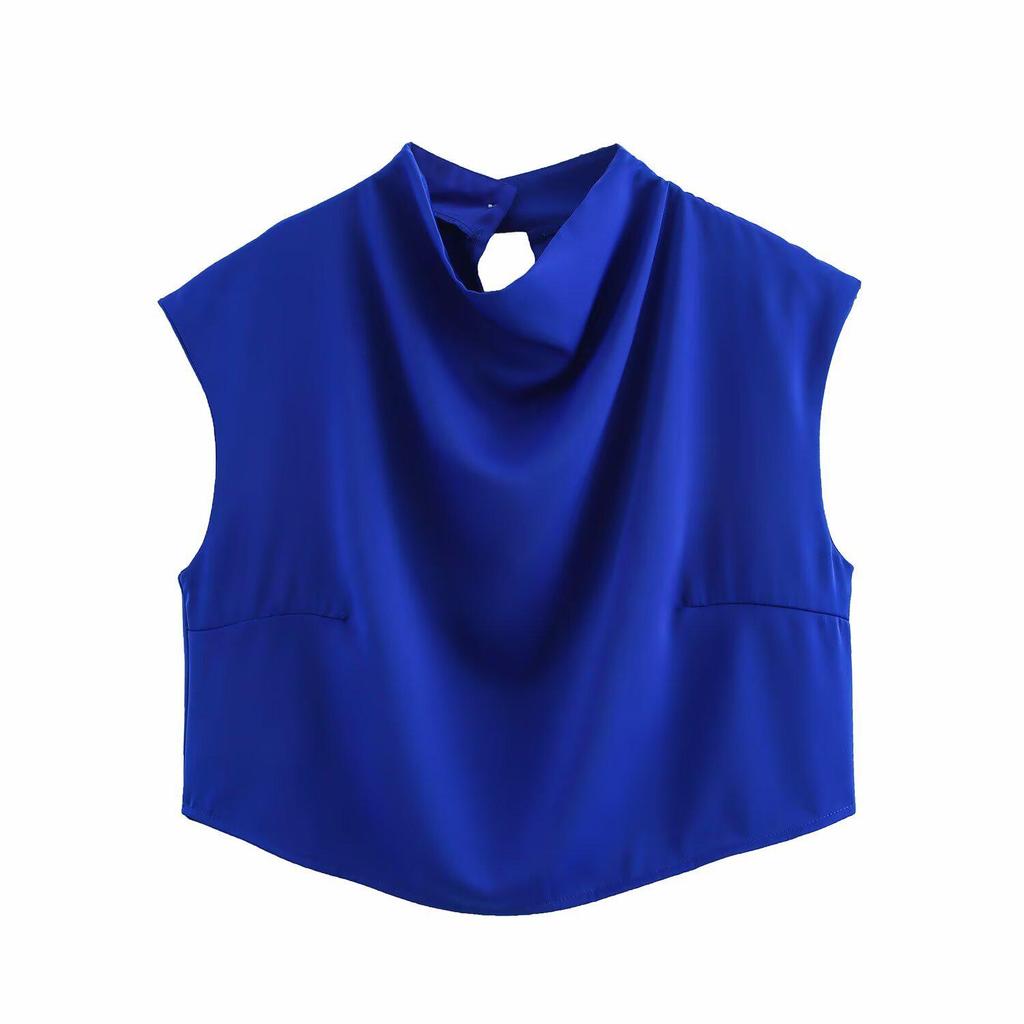 Spring 2025 Women's European & American Cowl Neck Sleeveless Top & Button Midi Skirt Casual Set