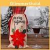 Elegant Large Red Flower Burlap Wine Bottle Cover Perfect For Christmas Party Decorations
