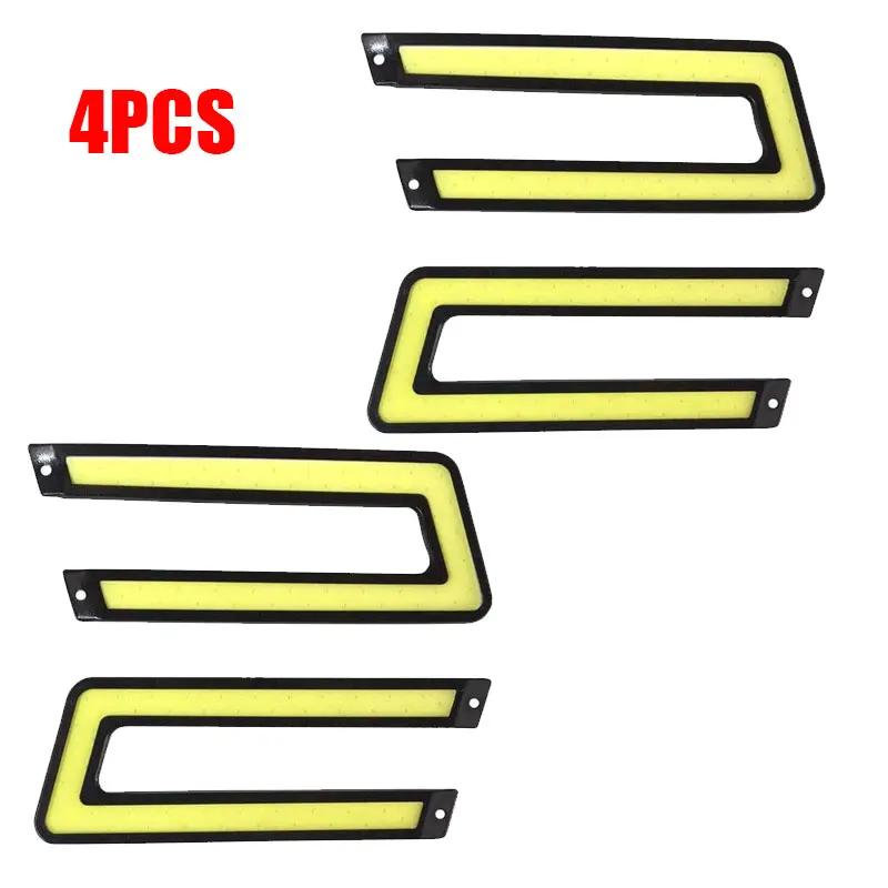 2/4Pcs 12V U Shape Daytime Running Light Waterproof DRL Car LED Strip External Lights Signal Lamp Fog Lamp Universal