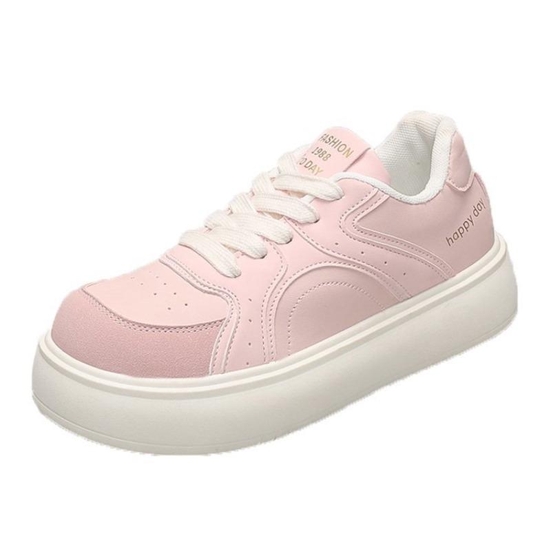 Candy color solid color board shoes new round head dopamine cute running shoes college style thick baseplate shoes
