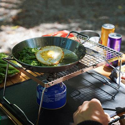 Stainless Steel Camping Stove Stand Portable Foldable Stove Rack Folding Firewood Bracket with Storage Bag for Outdoor Travel
